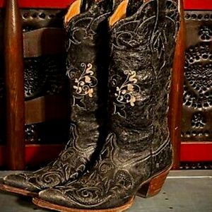 Vintage corral cowboy/ cowgirl boot lizard inlay 8.5